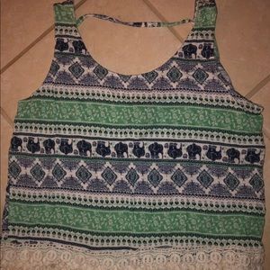 A blue and green elephant detailing tank top